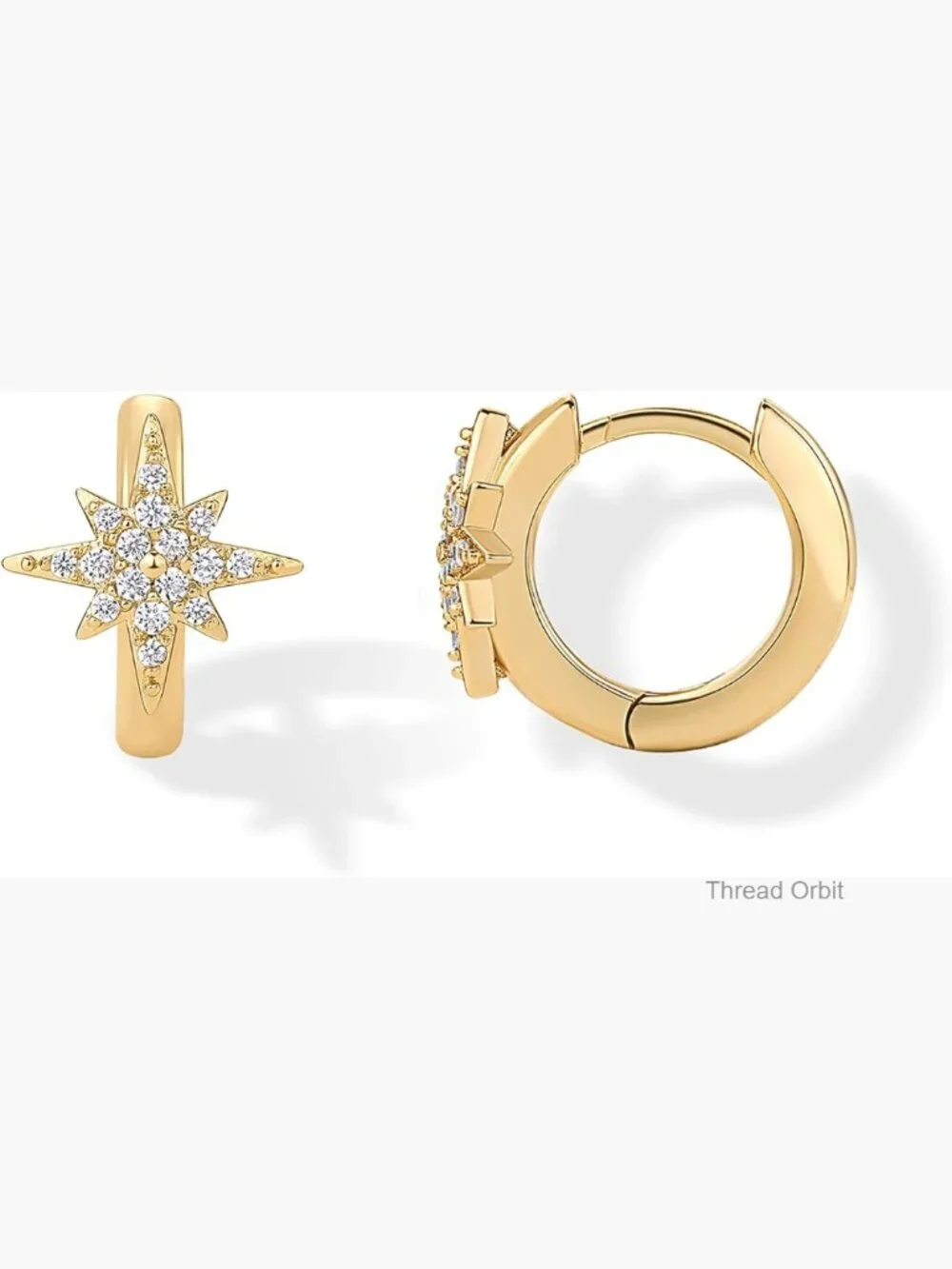 Small Gold Huggie Hoop Earrings Star Butterfly Heart CZ